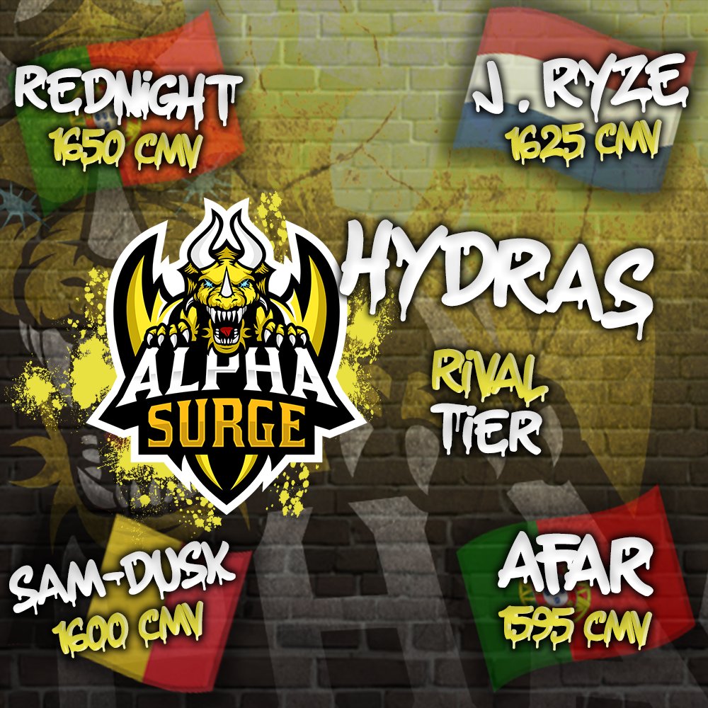 alpha_surge's tweet photo. Introducing our Rival Team (Hydras) for the beginning of RSC14!
🇵🇹 @rednightrl 
🇳🇱 J.Ryze
🇧🇪 @samdusk123 
🇵🇹 @ItsNotAfar https://t.co/srTMTAE3uW