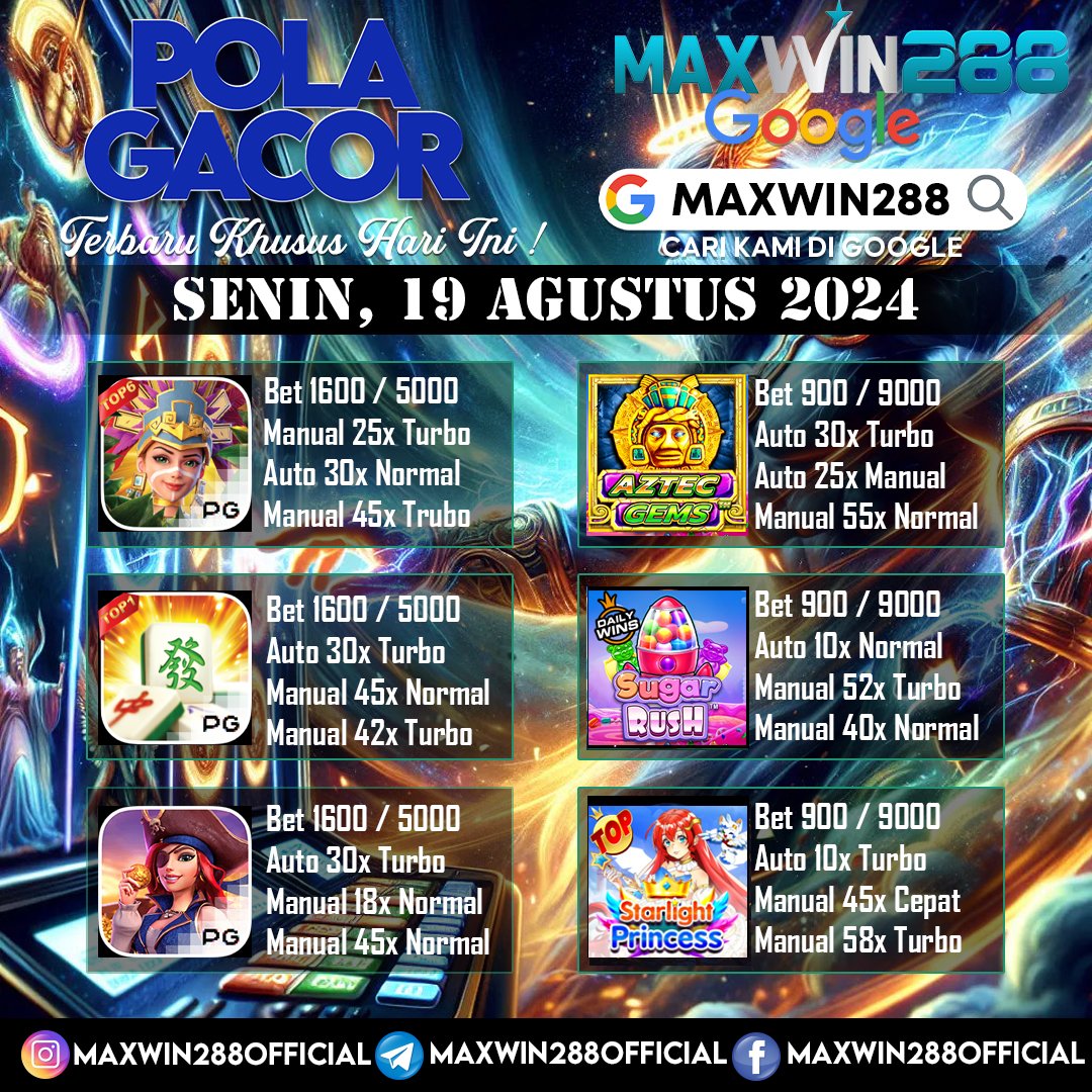 Maxwin288's tweet photo. KHUSUS HARI INI RAIH KEMENANGAN EXTRA DENGAN POLA GACOR SEKARANG JUGA!! ⚡️🔥
DAPATKAN POLA GACOR MU
COBAIN GAME LAINNYA 
untuk kemenangan yang lebih baik
Kemenangan freespin murni dan buy spin minimal 100k dan dapatkan bonus hingga 100% dari total kemenangan.
Gas bosku tunggu apa https://t.co/K6xOfA9dwI