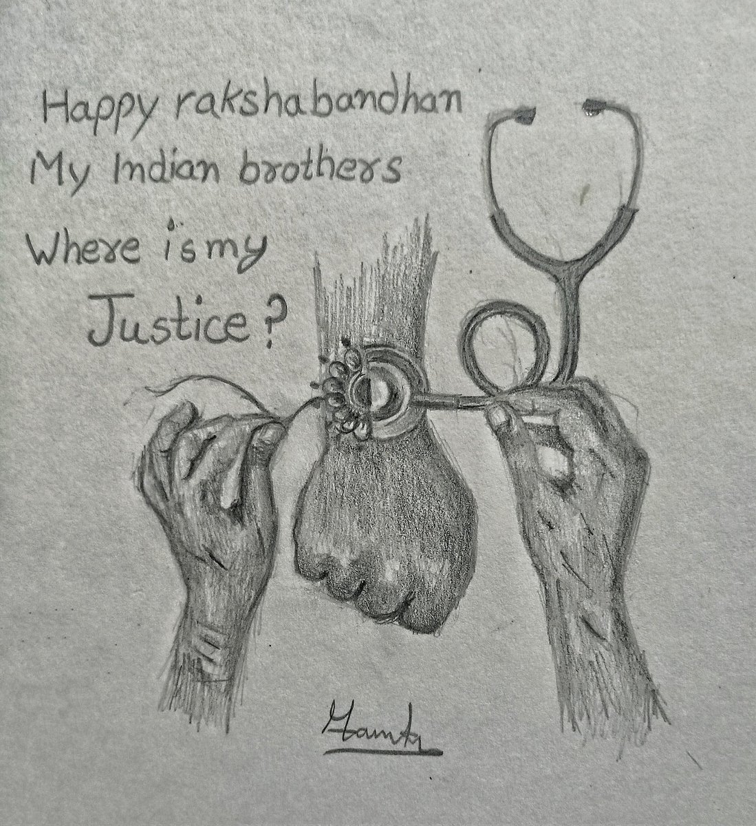 Artexperience2's tweet photo. Happy raksha Bandhan my indian brothers where is my justice 🥺
#JusticeForDoctor https://t.co/z4GypzPCTK