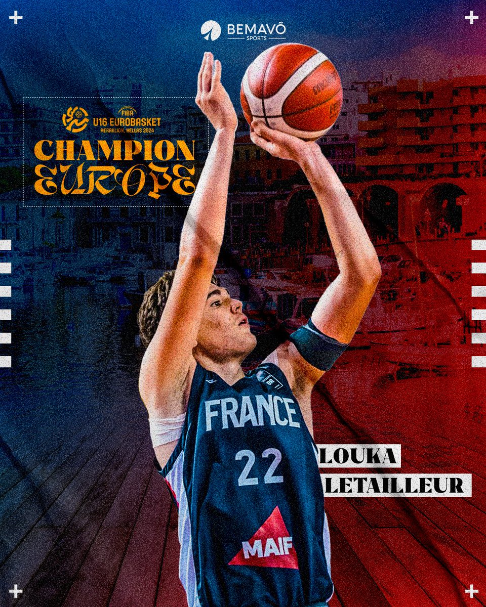 𝗖𝗛𝗔𝗠𝗣𝗜𝗢𝗡 𝗗'𝗘𝗨𝗥𝗢𝗣𝗘 𝗨𝟭𝟲 𝟮𝟬𝟮𝟰
Félicitations à notre Soldat Louka Letailleur (<a href="/Loukalet/">Louka Letailleur</a>) qui remporte le Championnat U16 <a href="/EuroBasket/">FIBA EuroBasket</a> et fini dans le 5️⃣ majeur du championnat 🤩.
L'infini n'est qu'une étape.
#SoldatDeLinfini #BemavoArmy #BemavoCorporation