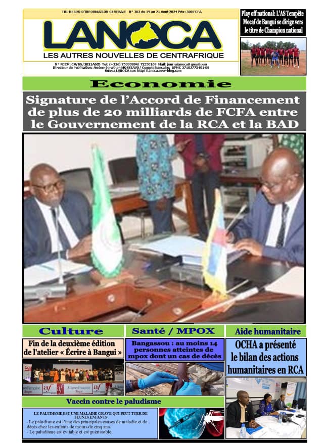 mosseavo's tweet photo. La Une du journal LANOCA du lundi 19 août 2024 https://t.co/f2bt2ZLqdd