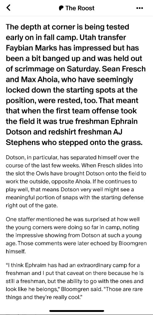 DotsonEphraim's tweet photo. #AGTG LET'S WORK!!!🦉🏈🔒
Thanks @AtTheRoost for the support and recognition
#GoOwls
#RFND https://t.co/2IwWskM5WG