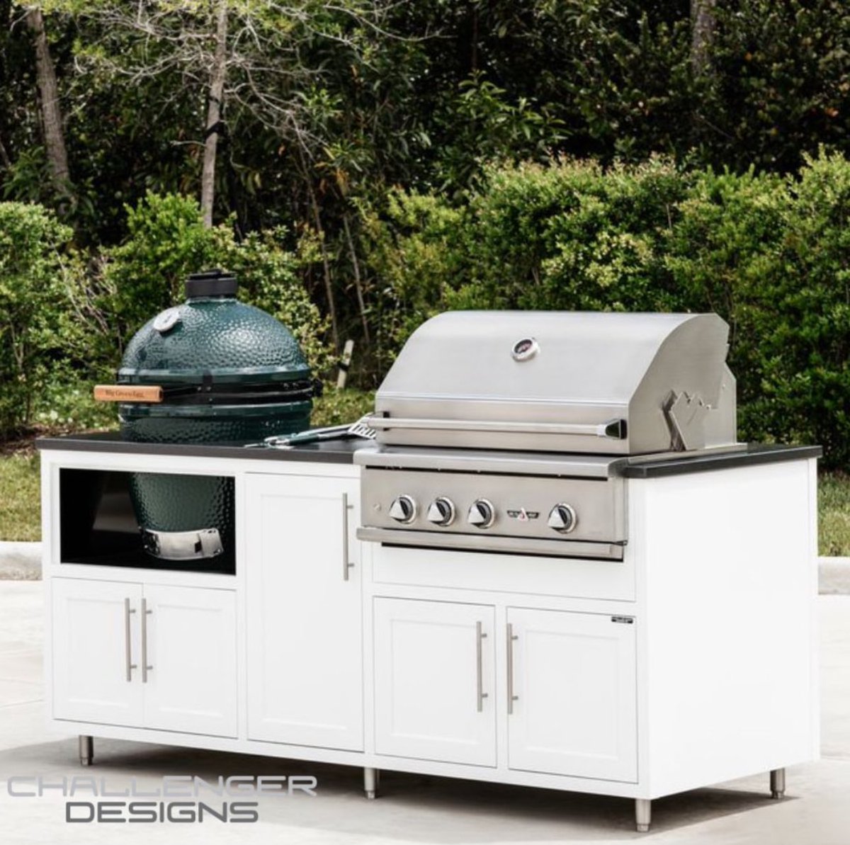 wassismeats's tweet photo. The newly improved Challenger Designs Coastal islands include sleek and modern shaker doors, as well as cut-outs for a Large Big Green Egg and a 32" Delta Heat grill or griddle or a 32" Napoleon Built-In grill.

Give us a call for a quote. 321-242-3348 https://t.co/nRq5LTXCir