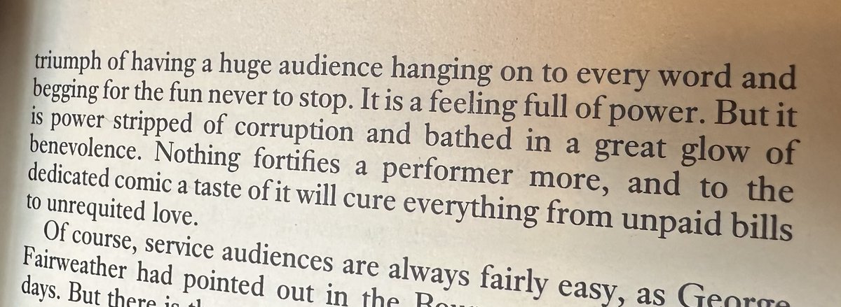 Reading a Biography of Tony Hancock, co-written by his ex-wife (1986 edition), and this passage resonates. Whether whilst co-hosting UCP lives, or the levels of compere I’ve done over the past 25 years… it’s intoxicating to make people laugh.

-Ash
