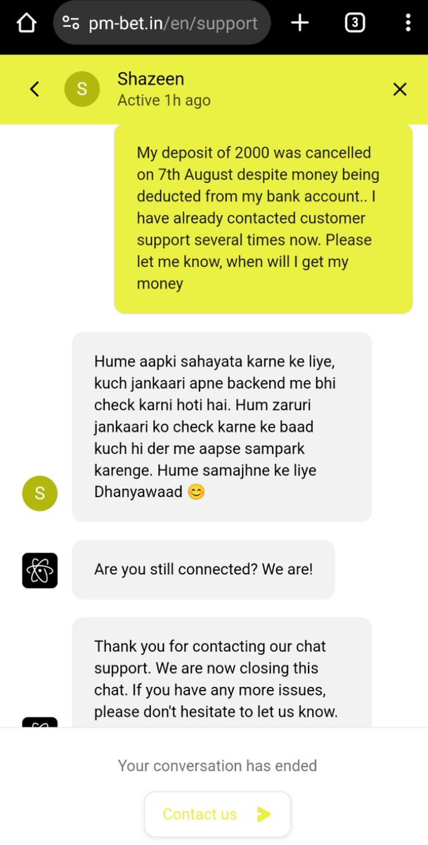 TArtist87's tweet photo. @TipsDV When we try to contact Customer Support they take hours to respond and when we are tired of waiting they respond and close the chats. Scammers https://t.co/PCrtaqANND