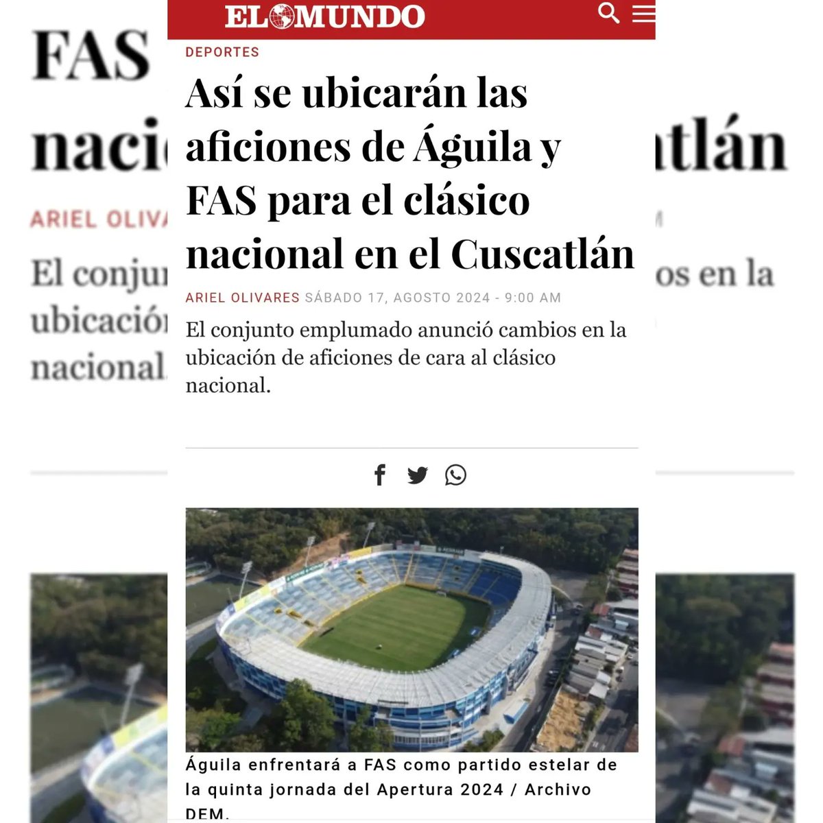 ecuscatlan's tweet photo. 🟠 🔴| El Clásico en el cusca acapara la atención de la prensa deportiva.🏟️
Porque en el Cuscatlán se vive el fútbol ⚽️ 🔥
#EstadioCuscatlán #ElCusca #VamosTigrillos #TorneoApertura #DaleÁguila https://t.co/U1epWYmmY9