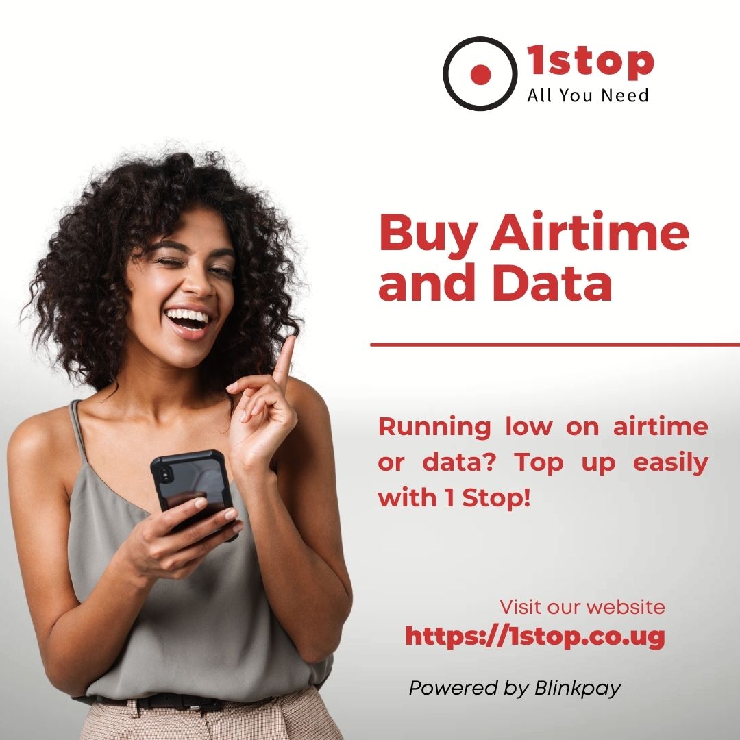 blinkpay1's tweet image. Running low on airtime or data? Top up easily with 1 Stop! 1stop.co.ug

 #Airtime #Data #1Stop