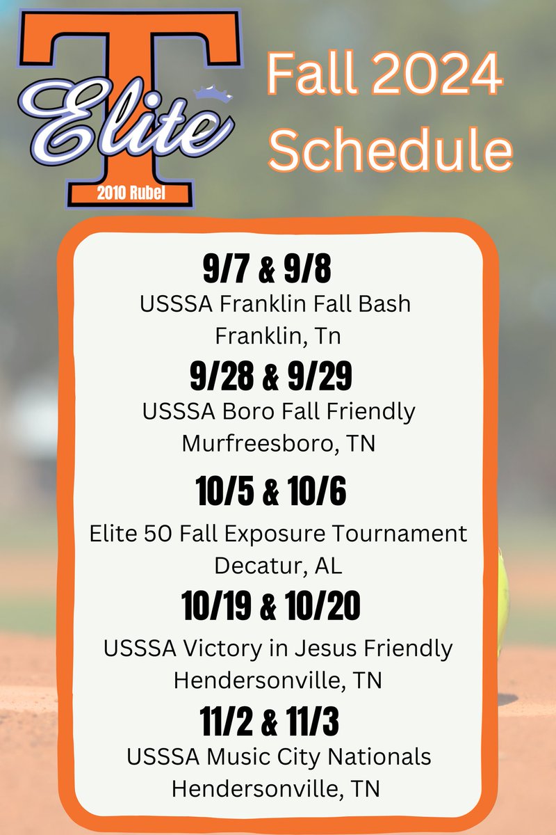 Fall 2024 Schedule drop! Can’t wait for the girls to get on the dirt!! #proudtobeElite 🩵🧡🩵🧡