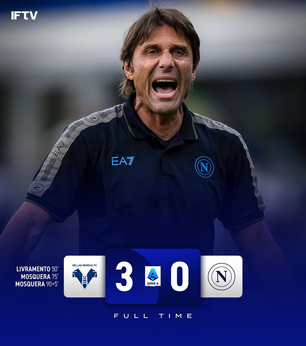 IFTVofficial's tweet photo. Antonio Conte's first game in charge at Napoli was an absolute DISASTER 😬

“Napoli finishing 10th last season isn’t a coincidence. Whoever thinks it was just bad luck is far from reality.” - Conte https://t.co/wvUbr6Z7mK