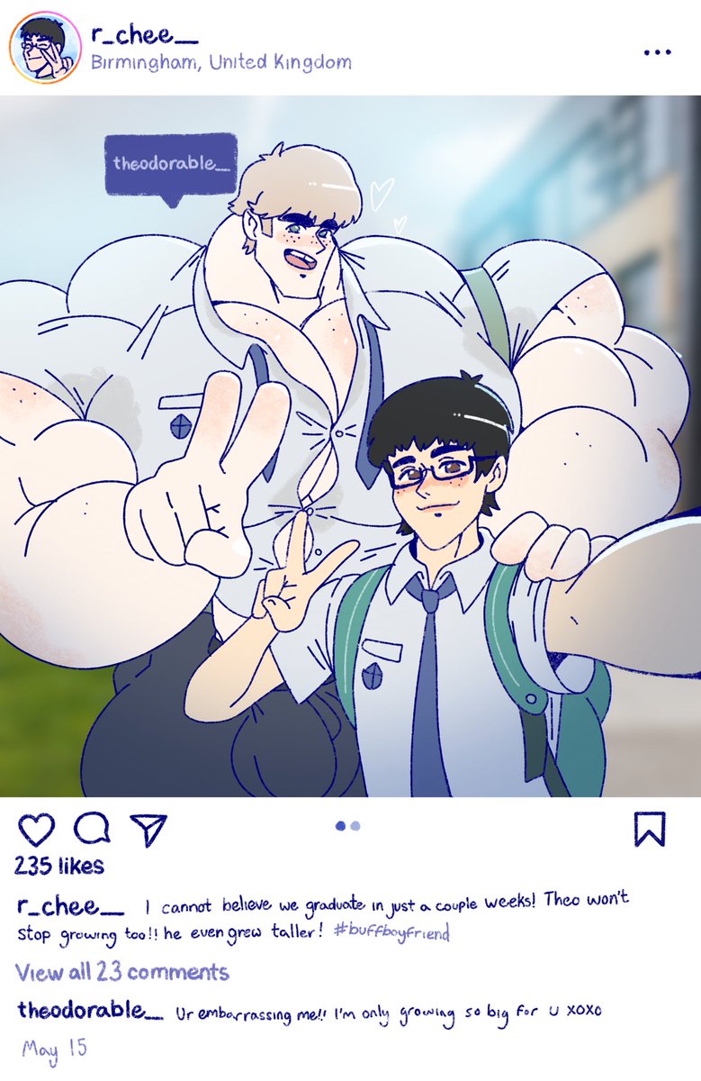 Adamony_'s tweet photo. [1/2]

Theo and Archie have been boyfriends for years but BIG changes are coming! When your boyfriend is too busy studying for finals and applying to uni, you hit the gym extra hard to waste the time away from him… right?
[OCs from my p@tr30n] https://t.co/ZNFS4QUcyQ