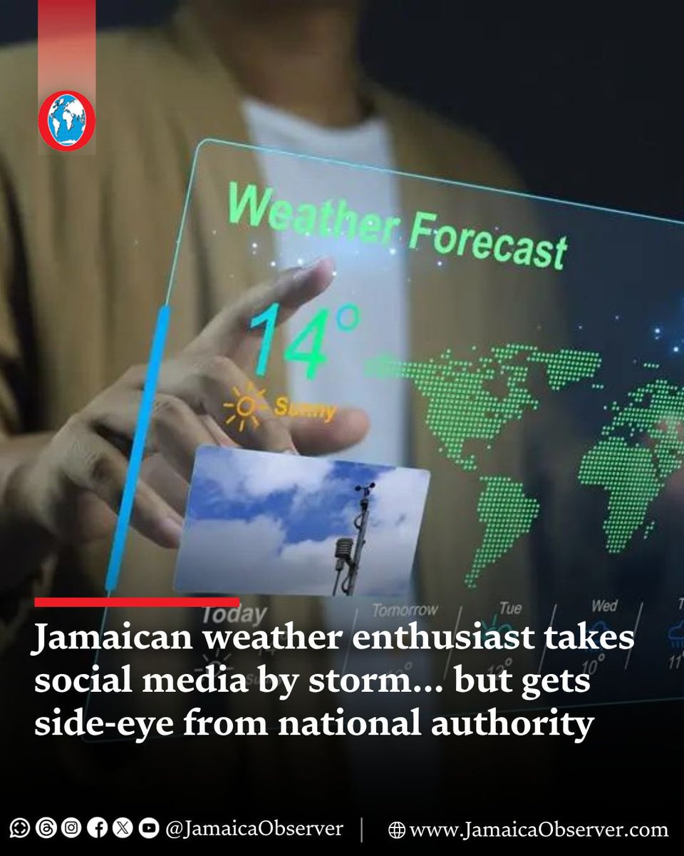 JamaicaObserver's tweet image. Arguing that there’s a serious weather information gap in Jamaica, a passionate meteorology enthusiast is taking the island’s social media community by storm with unique and frequent weather forecasts that have earned him followers…
jamaicaobserver.com/2024/08/18/jam…