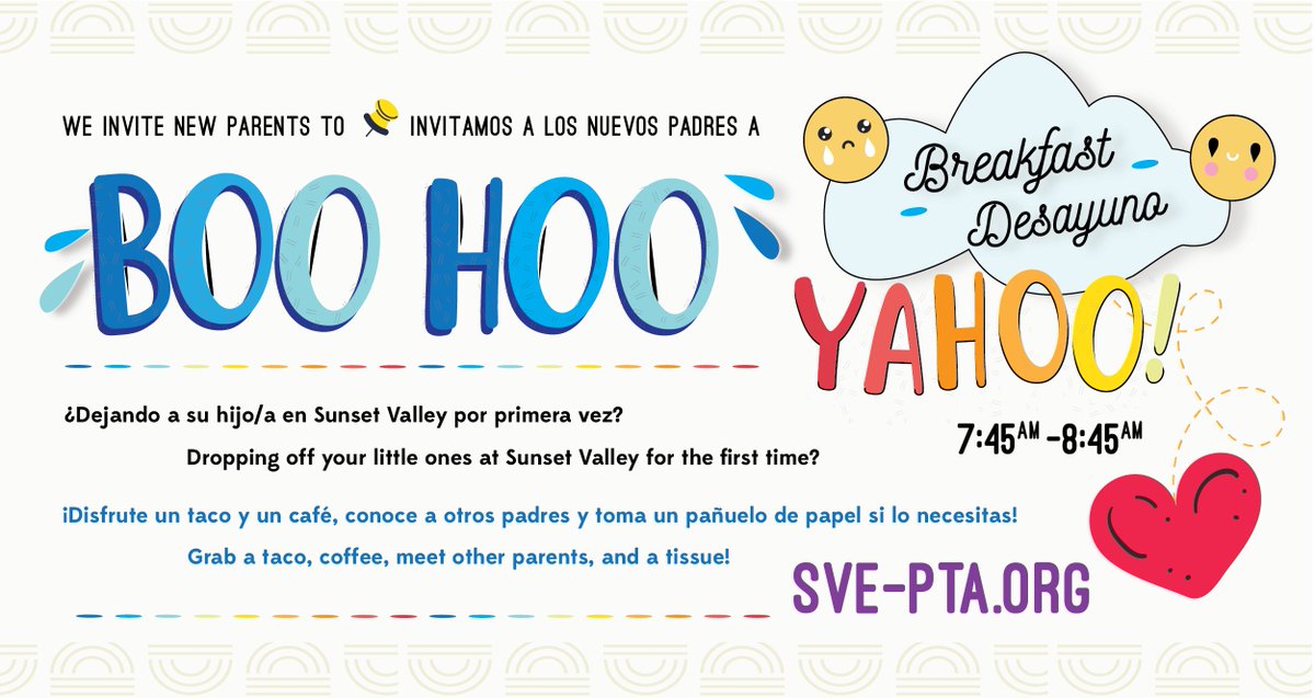 SunsetValleyPTA's tweet photo. Join us in front of the school after you drop off your children on the first day of school on Tuesday. All SVE parents are welcome! https://t.co/dltTmDaYqk