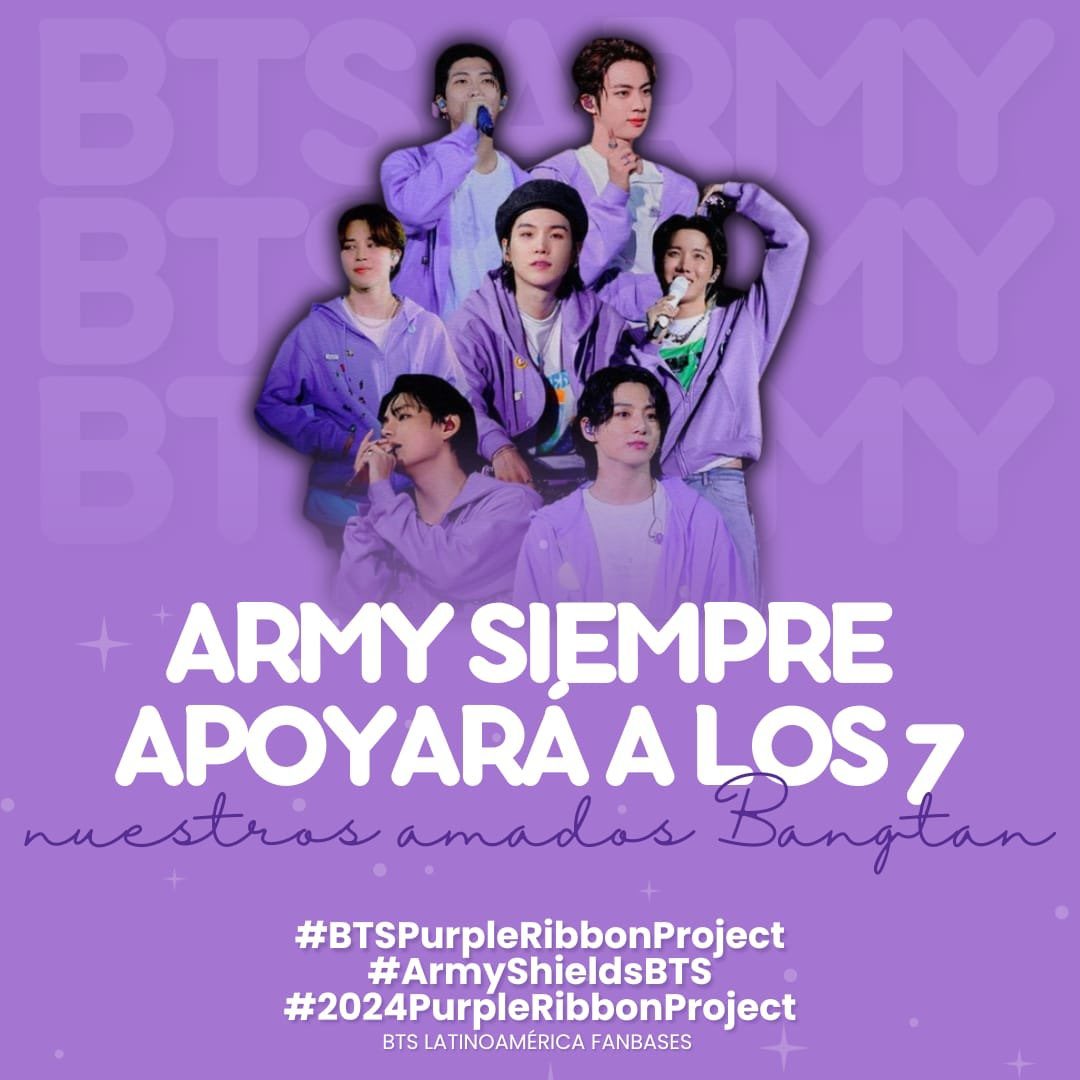 TheWingsOfBE's tweet photo. ¡Latam ARMY! Demostremos nuestro amor y apoyo incondicional a los 7 miembros de BTS usando la imagen y HTs en nuestras redes sociales 

Siempre junto a ustedes @BTS_twt 💜😎

BTS IS 7
APOBANGPO
BORAHAE BTS
#BTSPurpleRibbonProject
#ArmyShieldsBTS
#2024PurpleRibbonProject https://t.co/jCp1x6BjbR