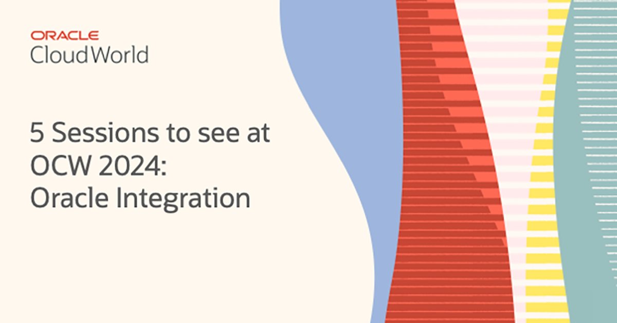 OracleCloud's tweet photo. Discover the latest in Oracle Integration, including using #RPA and #AI-assisted development demos, in these #CloudWorld sessions: https://t.co/c8bSoDT2Tt https://t.co/Qik9LJIiDz