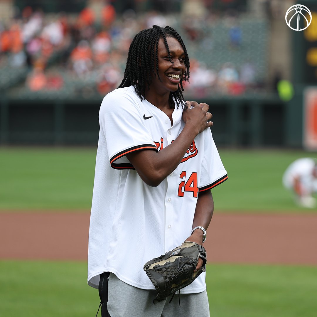 WashWizards's tweet photo. Bub threw the first pitch for his hometown team today ⚾️

🤝 @Orioles https://t.co/eIPgI4PjPD