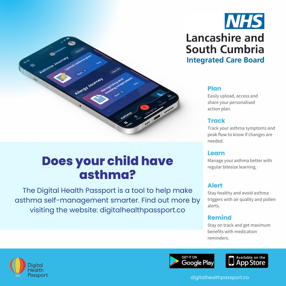 Not sure where to go to manage your asthma? Try our Digital Health Passport App📱  Access a symptom tracker, manage appointments, receive air quality alerts and so much more!

Find out more and download here: orlo.uk/Y3XDZ

#digitalhealthpassport #asthma #AskAboutAsthma