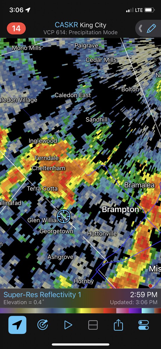 The storm heading into Brampton looks nice #onwx #onstorm