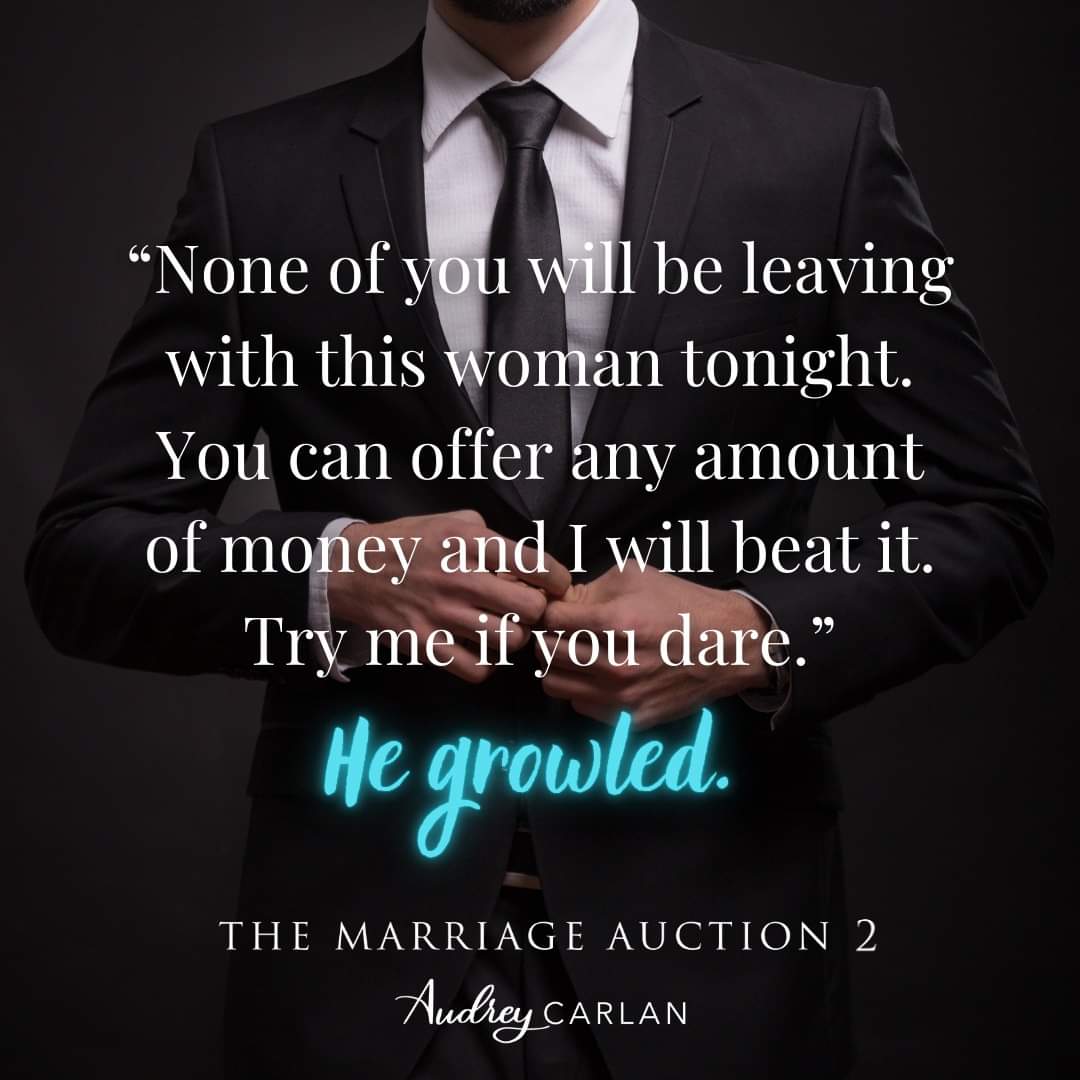 AudreyCarlan's tweet photo. "None of you will be leaving with this woman tonight. You can offer any amount of money and I will beat it. Try me if you dare." He growled.
💎💎💎

https://t.co/GMp16xwm1f

#themarriageauction2 #audreycarlanbooks #themarriageauction #audreycarlan #blueboxpress #steamyromance https://t.co/1nL5MCIVIh