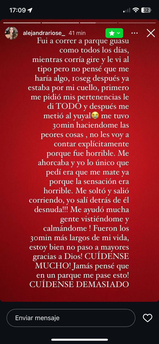 IMPOTENCIA, eso es lo que me genera leer a la mujer de la que casi abusan esta mañana en parque guasu, eran las 8 am, plena luz del día. La inseguridad nos está dejando sin vida, ya no podemos salir siquiera a ejercitarnos en paz, nos asaltan, violan y matan, estamos a merced ⬇️