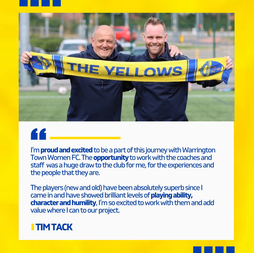 ✍️ Tim Tack joins the Yellows!

We’re thrilled to have Tim, his knowledge, positivity and experience on board as part of our coaching set up for the 24/25 season.

Welcome, Tim🤝

#uptheyellows🟡