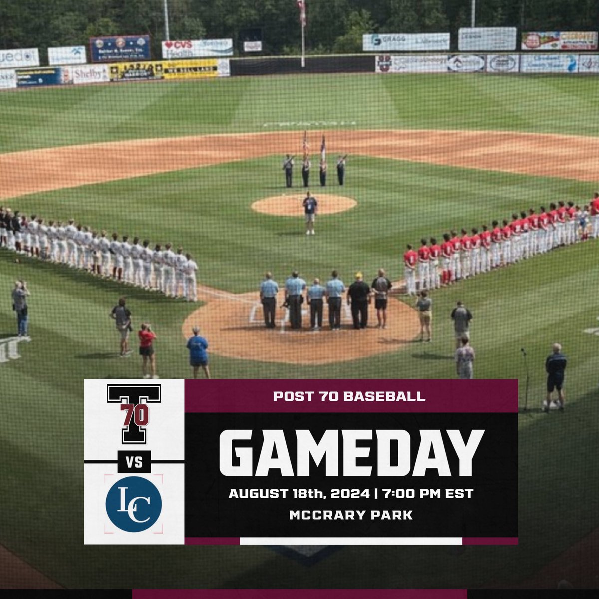 Game 3 from the <a href="/ALWS_Shelby/">ALWS Shelby</a>:

Featuring the ‘22 &amp; ‘23 WS champions and for the third time in the last 3 years 

🆚 League City, TX Post 554  
⏰ 7:00 PM EST
🏟️ Veterans Field @ Keeter Stadium 
📍 230 E Dixon Blvd Shelby, NC 28152
📺 ESPN+ 

✈️☎️⚾️

#OurBrand | #70boys