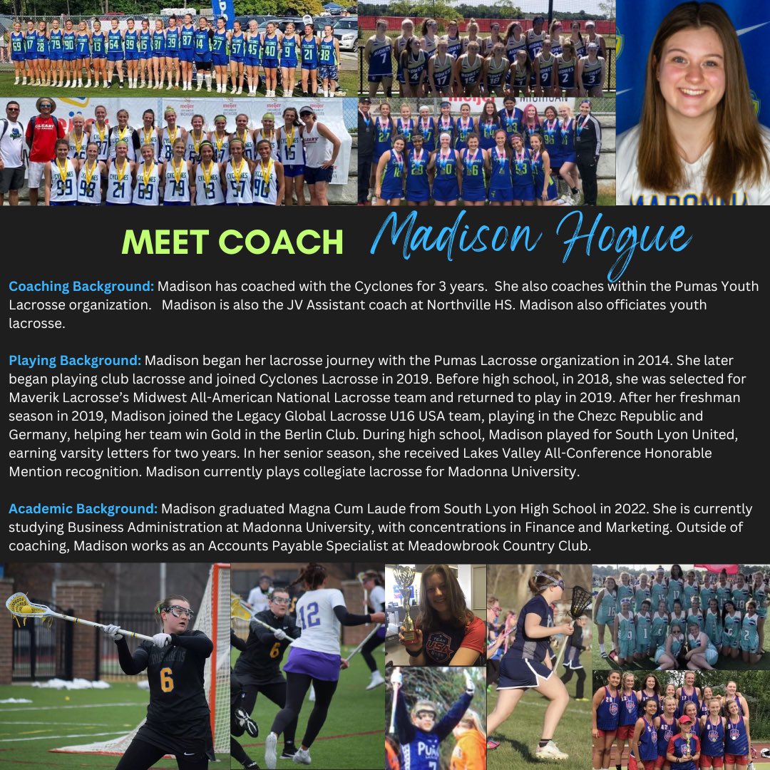cycloneslax's tweet photo. Meet Coach Madison! 💙💚 https://t.co/IvlTIodNUs