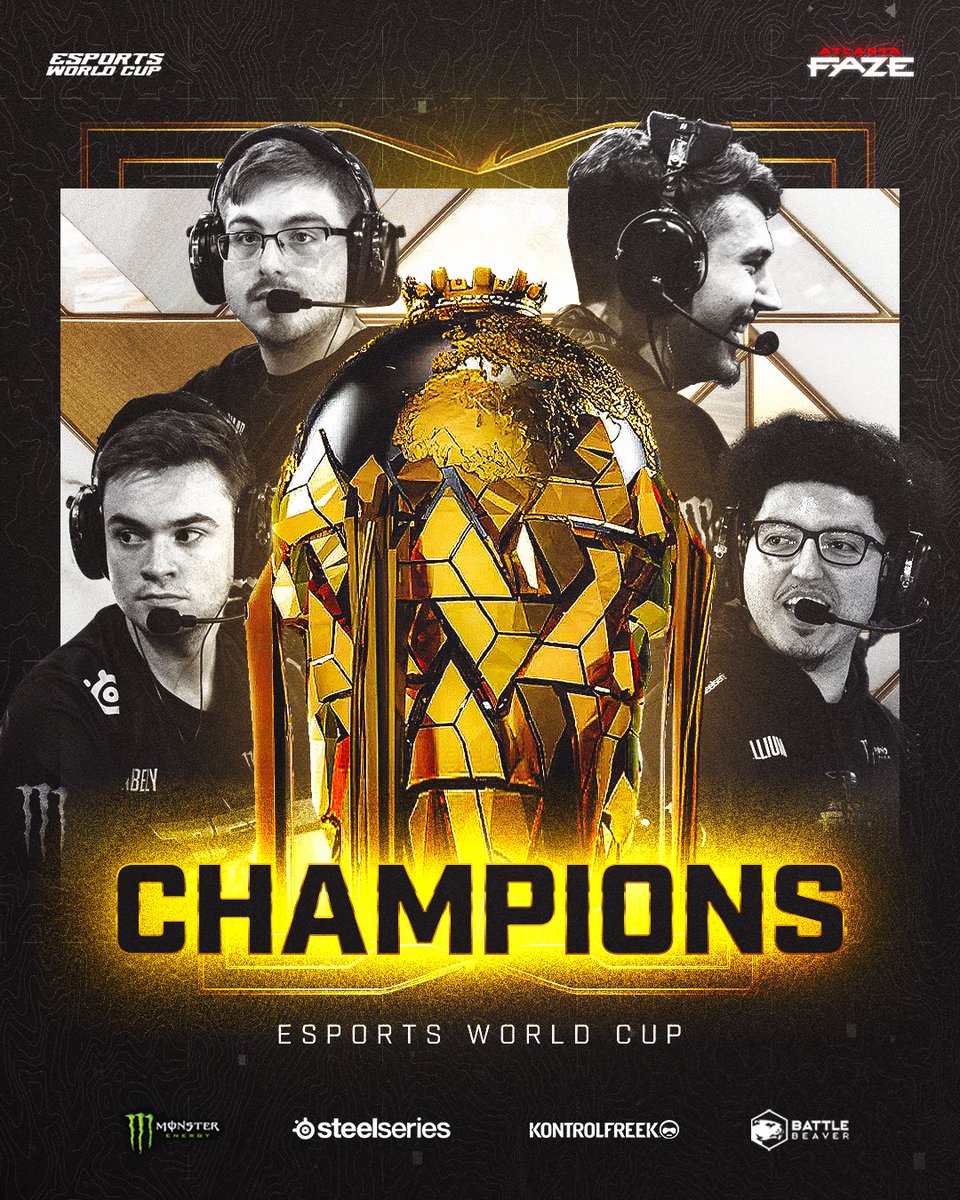 Atlanta FaZe (@atlfaze) on Twitter photo MASHALLAH, WORLD CHAMPIONS 🙏
🏆 <a href="/SimpXO/">FaZe Simp</a>
🏆<a href="/aBeZy/">FaZe aBeZy</a>
🏆 <a href="/Cellium/">FaZe Cellium</a>
🏆 <a href="/Drazah/">FaZe Drazah</a>
🏆 <a href="/JamesCrowder/">FaZe Crowder</a>
🏆 <a href="/RJTheSlothbear/">RJ</a>
🏆 <a href="/x2Pac_ThuGLorD/">John</a>
#FaZeUp || #EsportsWorldCup MASHALLAH, WORLD CHAMPIONS 🙏
🏆 <a href="/SimpXO/">FaZe Simp</a>
🏆<a href="/aBeZy/">FaZe aBeZy</a>
🏆 <a href="/Cellium/">FaZe Cellium</a>
🏆 <a href="/Drazah/">FaZe Drazah</a>
🏆 <a href="/JamesCrowder/">FaZe Crowder</a>
🏆 <a href="/RJTheSlothbear/">RJ</a>
🏆 <a href="/x2Pac_ThuGLorD/">John</a>
#FaZeUp || #EsportsWorldCup