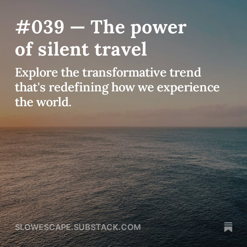 slowescapeco's tweet photo. Is silence the new luxury? Our latest Slow Letter issue explores the world of silent travel. Discover how unplugging can lead to the most profound travel experiences.

Read now: https://t.co/P21XqTw8vD

#SlowEscape #SilentTravel #silence https://t.co/5AJ8l7n30u