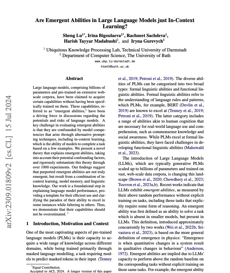 gryhkn's tweet photo. büyük dil modellerinde (llm) görülen ve "emergent abilities" (beklenmedik şekilde ortaya çıkan yetenekler) olarak adlandırılan bazı özelliklerin, aslında sadece "in-context learning" (bağlamdan öğrenme) olup olmadığını araştıran yeni bir çalışma yapılmış.

"in-context learning", kısaca llm'lerin birkaç örnek görerek bir görevi öğrenip uygulayabilme yeteneği diyebiliriz.

örneğin, modele "elma: meyve, köpek: hayvan, masa: ?" şeklinde bir prompt verildiğinde, model bağlamdan öğrenerek "eşya" cevabını verebilir.

"emergent abilities" konusu, "ai safety" tartışmalarında önemli bir yer tutuyor. bazı araştırmacılar, llm'lerin beklenmedik yetenekler geliştirerek potansiyel tehlike oluşturabileceğini savunurken, diğerleri bu yeteneklerin abartıldığını düşünüyor. 

örneğin, bir taraf llm'lerin karmaşık akıl yürütme becerileri geliştirdiğini iddia ederken, diğer taraf bunun sadece veri tekrarı olduğunu söylüyor.

araştırmacılar, 20 farklı modeli 22 görev üzerinde test ederek, "emergent abilities" olarak tanımlanan yeteneklerin çoğunun aslında "in-context learning" sayesinde ortaya çıktığını göstermişler. 

yani, modeller gerçekten yeni yetenekler geliştirmek yerine, verilen örneklerden öğreniyorlar.

çalışmanın sonuçları, llm'lerin düşünüldüğü kadar "akıllı" olmadığını ve potansiyel tehlikelerinin abartıldığını gösteriyor. modeller, temel dilbilgisi ve bilgi hatırlama gibi basit görevlerde başarılı olurken, karmaşık akıl yürütme gerektiren görevlerde zorlanıyorlar.

bu bulgular, llm'lerin daha etkili kullanımı için önemli ipuçları sunuyor. kullanıcıların, modellerden daha iyi sonuçlar almak için daha detaylı prompt ve örnekler vermesi gerekiyor. 

ayrıca, "ai safety" konusundaki endişelerin bir kısmının yersiz olabileceğini gösteriyor.