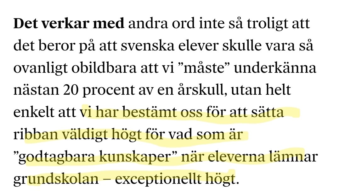 Bra av <a href="/edith_marelli/">Edith Marelli</a> om kraven för att kunna komma vidare från grundskolan. dn.se/debatt/tankevu…
