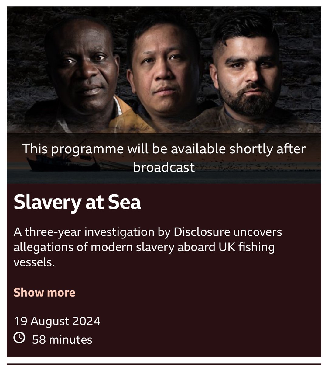 Tomorrow on iPlayer - the result of a years-long investigation by <a href="/chrisclements/">Chris Clements</a> &amp; <a href="/WhitlockMonica/">Monica Whitlock</a>. A gruelling investigation into modern slavery and human trafficking in Britain. 
PD <a href="/rachelcoburn_/">Rachel Coburn</a>

📺 BBC One Scotland at 21:00.
📺 BBC Two at 23:05.
📻 BBC Radio 4 &amp; Sounds.