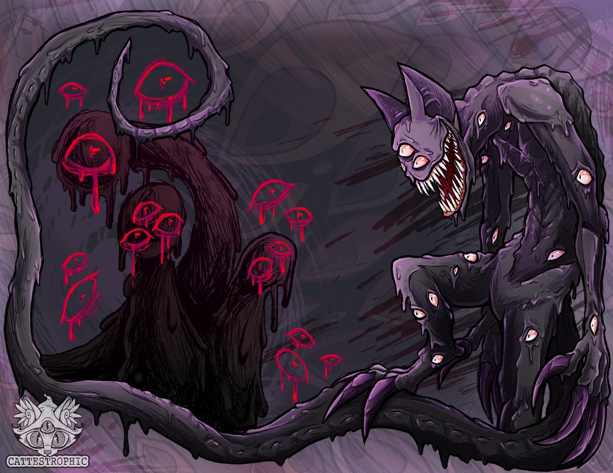 I love disappearing for a week. Ragh!
Anyway, AF revenge for @/ShadowSshark :3
#art #artistontwitter #artfight #bodyhorror #illustration #krita #digitalpainting #monster