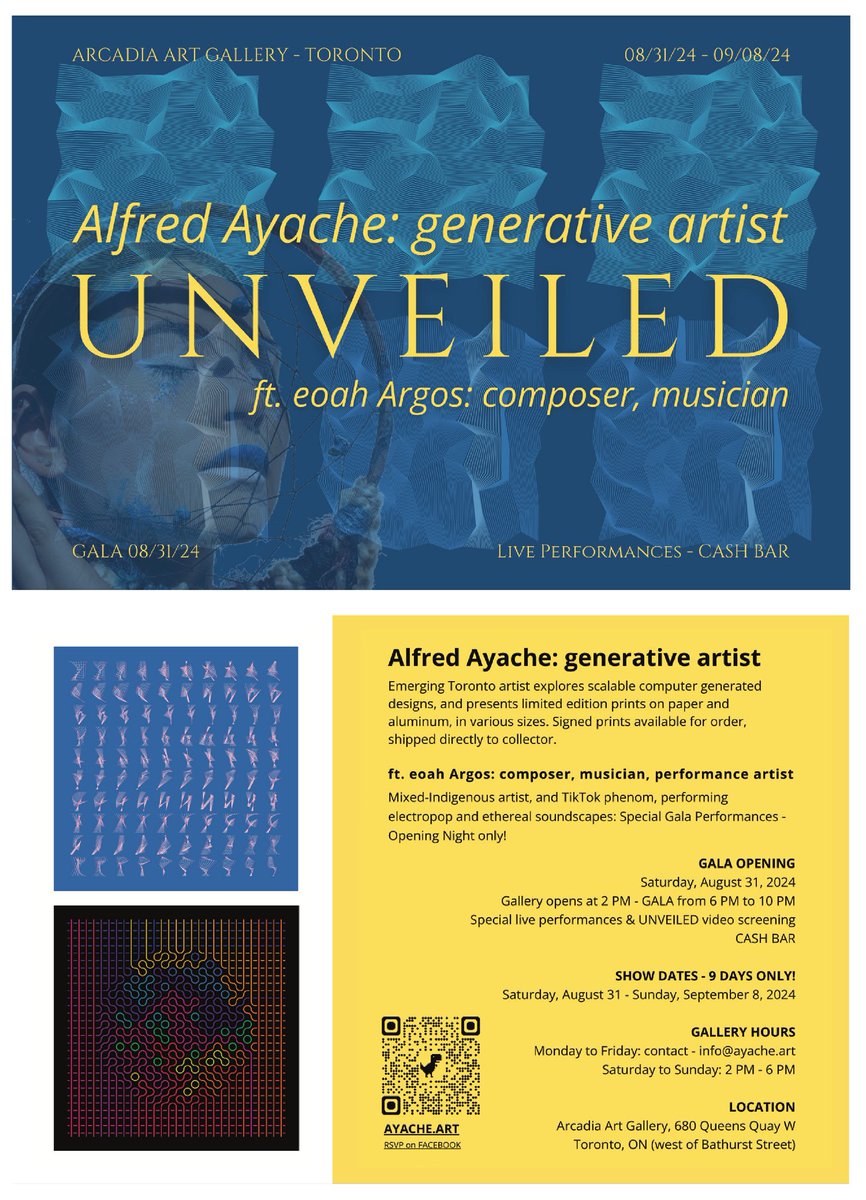 NotrsWebmaster's tweet image. Generative Artist Alfred Ayache 
Debuts Waterfront Gallery Show
Toronto, ON – Sat Aug 31 - For additional details about the artists, show, visuals, and updates, visit: ayache.art