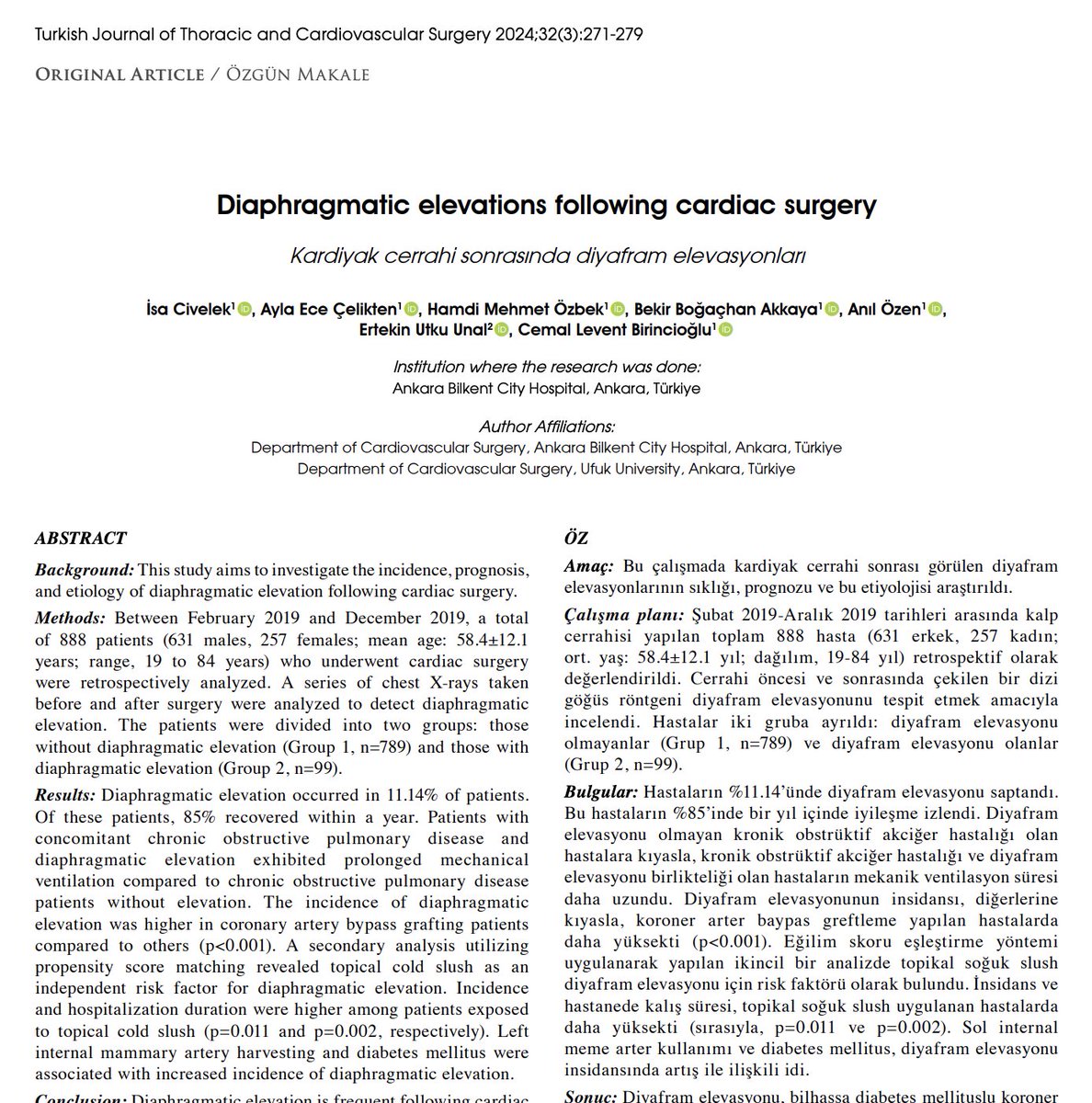 tjtcvs's tweet photo. Diaphragmatic elevations following cardiac surgery
https://t.co/iQszDDPNdU https://t.co/YQmpspFzbb