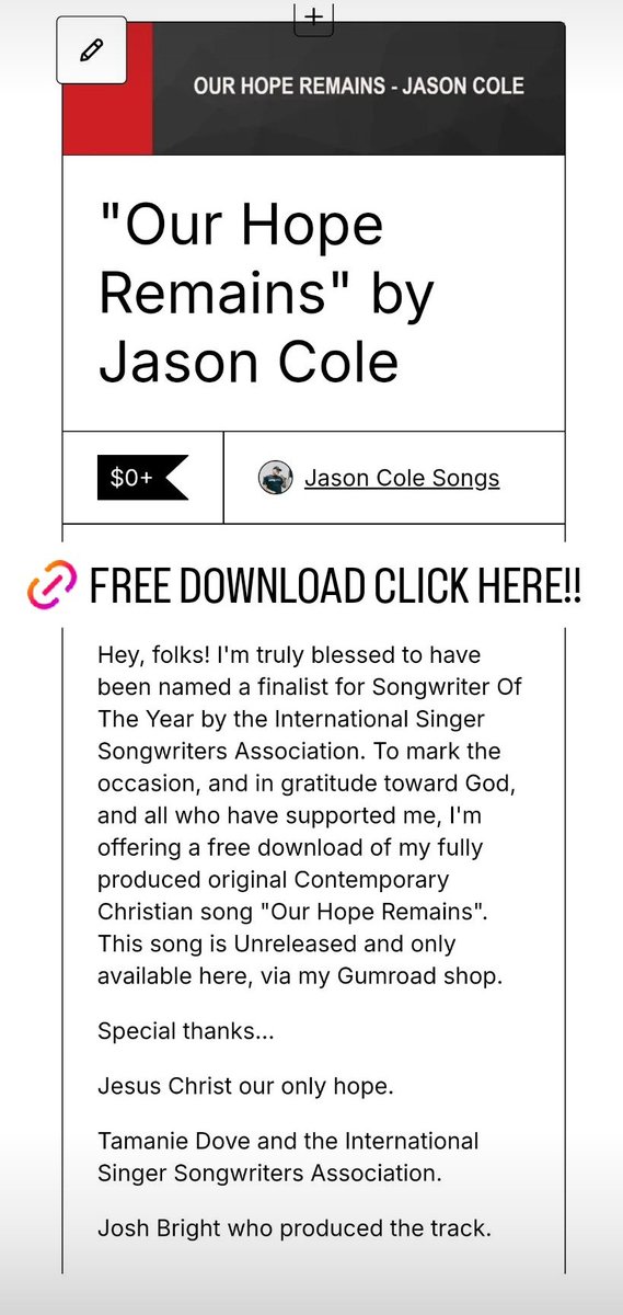 FREE DOWNLOAD 👇🏼 jasoncolesongs.gumroad.com/l/gwkinl