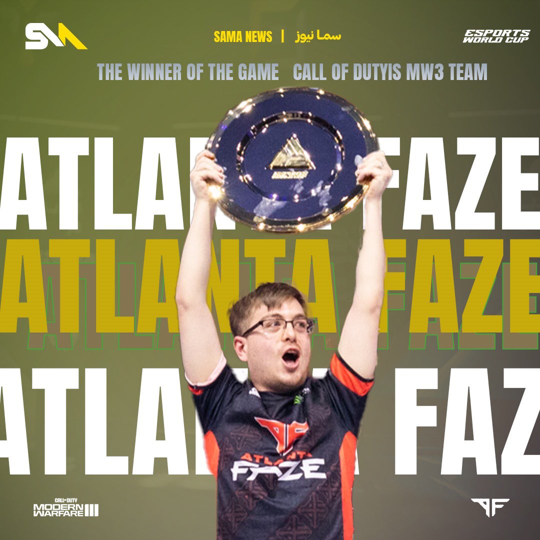 SamaNewsSA's tweet image. 🥇 | ابطال يلتوهم ابطال في تألق كبير 

فريق  @ATLFaZe يفوز في بطولة #CallofDutyModernWarfare2 في بطولات #كأس_العالم_للرياضات_الالكترونية 🥳✨!

يمثلهم الابطال : 

🥇@aBeZy
🥇@Cellium
🥇@Drazah
🥇@SimpXO