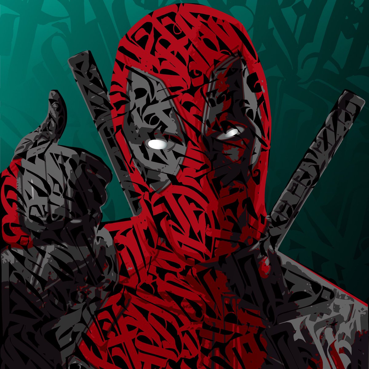 Ce portrait de #Deadpool, réalisé en #calligraphie, réinvente le personnage avec une touche artistique unique. Les lignes dynamiques et fluides de l’écriture capturent l’essence rebelle et espiègle du héros, tout en ajoutant une dimension sophistiquée et inattendue. #digitalart
