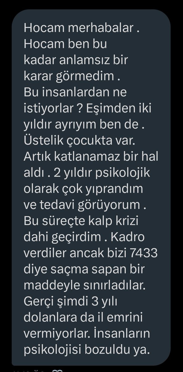 Umut vaat edilip hüsran aşılanan en mağdur grup <a href="/tcmeb/">Millî Eğitim Bakanlığı</a> tarihinde #7433 ten dolayı Aile Birliği isteyen öğretmenlerimiz oldu!

#MagduriyetDegilBayramOlsun