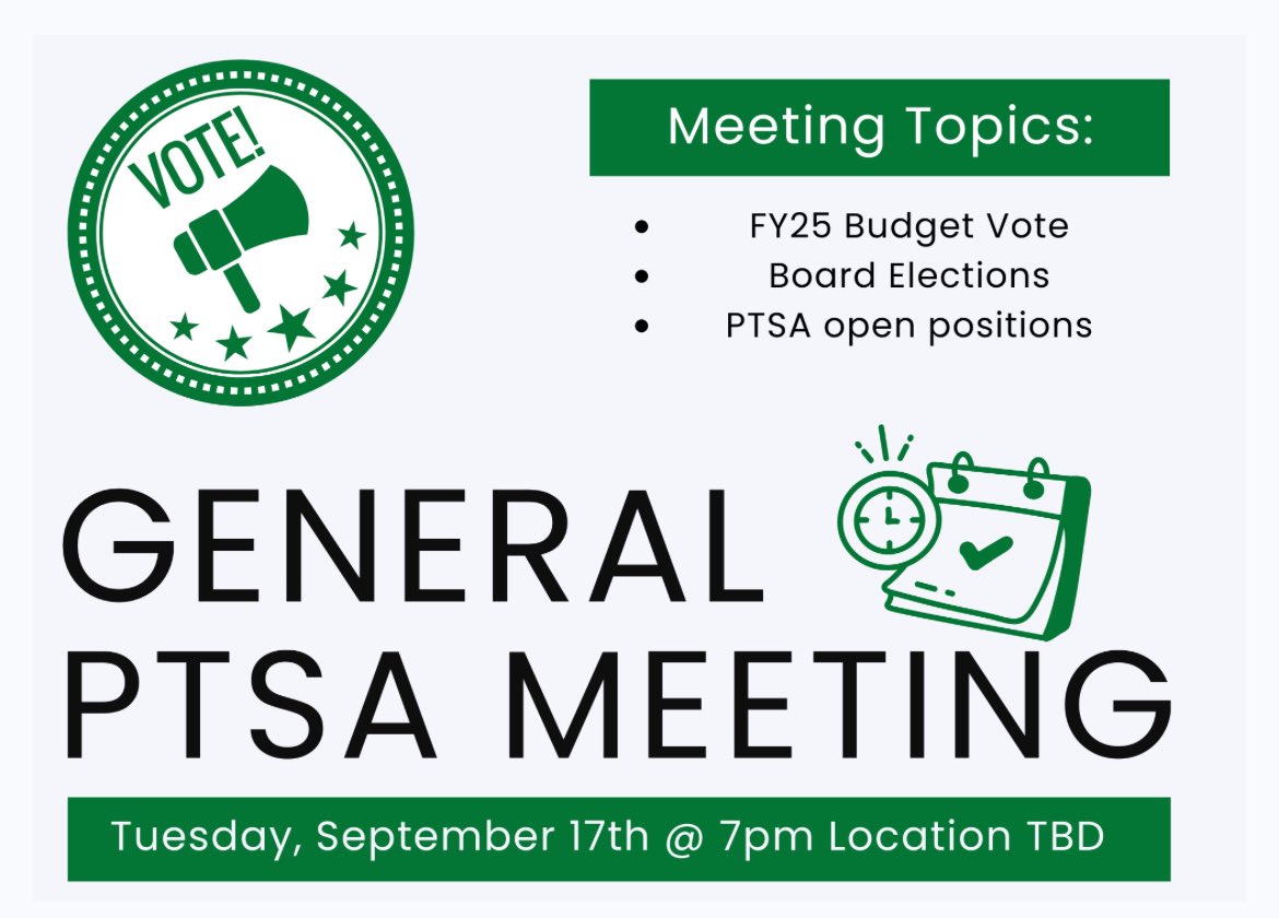 Save the date! First WLHS PTSA meeting is September 17th.