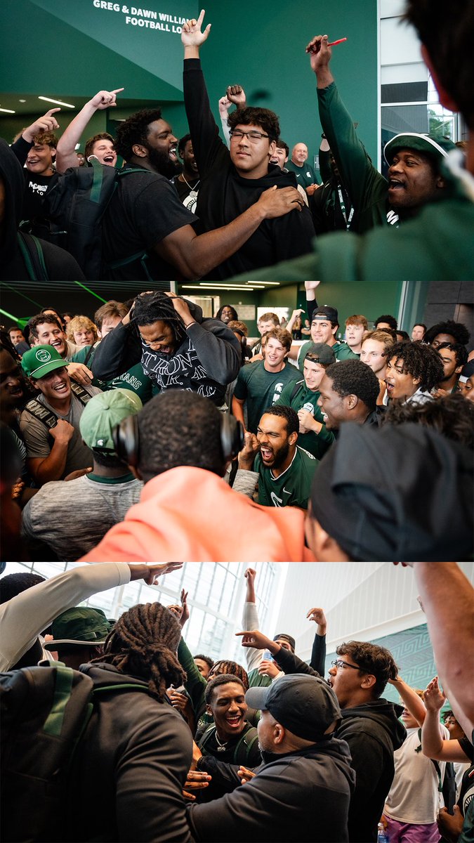 MSU_Football's tweet photo. having some fun at camp 😁 https://t.co/oK9auqfTJg