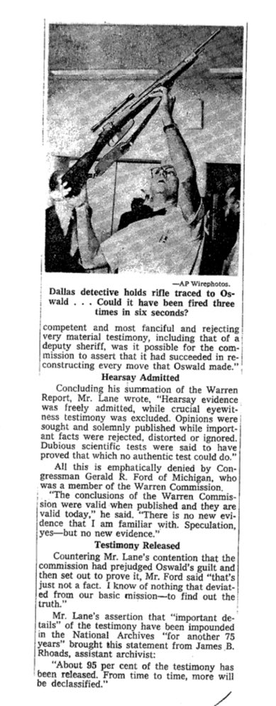 timfattig's tweet photo. Early American press for the groundbreaking, and controversial, #MarkLane book about the #WarrenCommission’s shortcomings, RUSH TO JUDGMENT. 

(Omaha World-Herald, 8/14/1966.) https://t.co/sLgZxyFQOy
