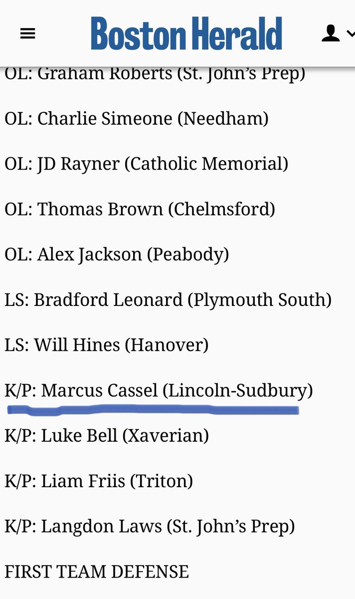 Honored to be part of the first team offense for the <a href="/bostonherald/">Boston Herald</a> 2024 preseason EMass all star team