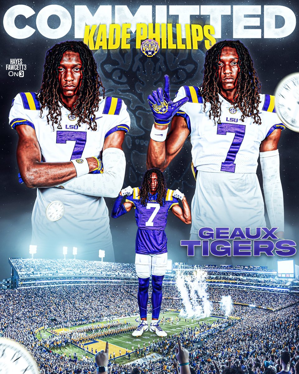 BREAKING: Four-Star CB Kade Phillips has Flipped his Commitment from Texas to LSU, he tells me for @on3recruits

The 6’1 180 CB from Missouri City, TX had been Committed to the Longhorns since July

Ranked as a Top 65 Recruit in ‘25 (No. 7 CB) per On3

on3.com/db/kade-philli…