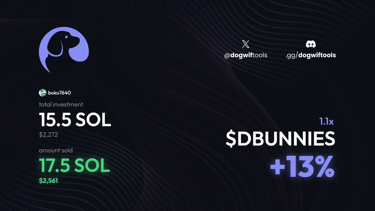 dogwiftools's tweet photo. All of this success was from ONE user in 5 hours, our first day of adding our success bot.

https://t.co/f9J5gYsasW
https://t.co/DuC7jcKOuw

Bear in mind most users just gatekeep success as we are a launching tool not a dedicated sniper.

Giveaway for x2 weekly keys

To enter: 
Follow 🤝
Like ❤️
Retweet ➰
Tag 3 people on tweet 🗣️
Invite 3 people to our discord ✅