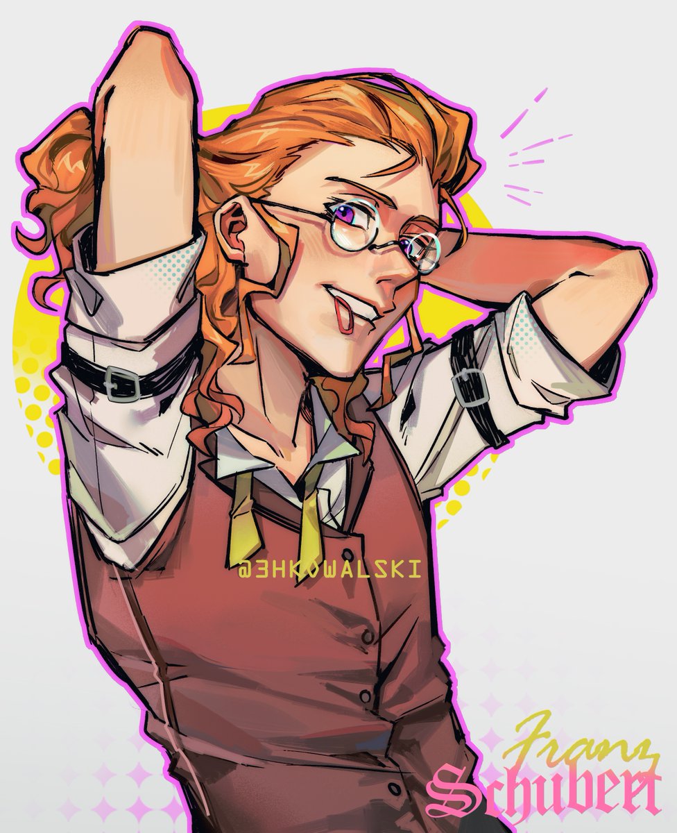 3HKowalski's tweet image. Put your hair in a ponytail~

shoulder-length hair is the best UwU ✨ He's got super curly hair👀
#classicaloid #クラシカロイド #シューベルト