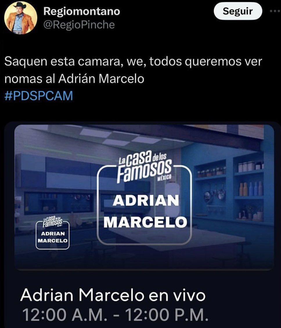 luzoscuracreo's tweet photo. Juntemos firmas para hacer esto posible 

SE EXIGE UNA CÁMARA SOLO PARA ADRIÁN MARCELO @LaCasaFamososMx 

#PDSPCAM  #LaCasaDeLosFamosososMx #LCDFMX https://t.co/aXfejT25HU