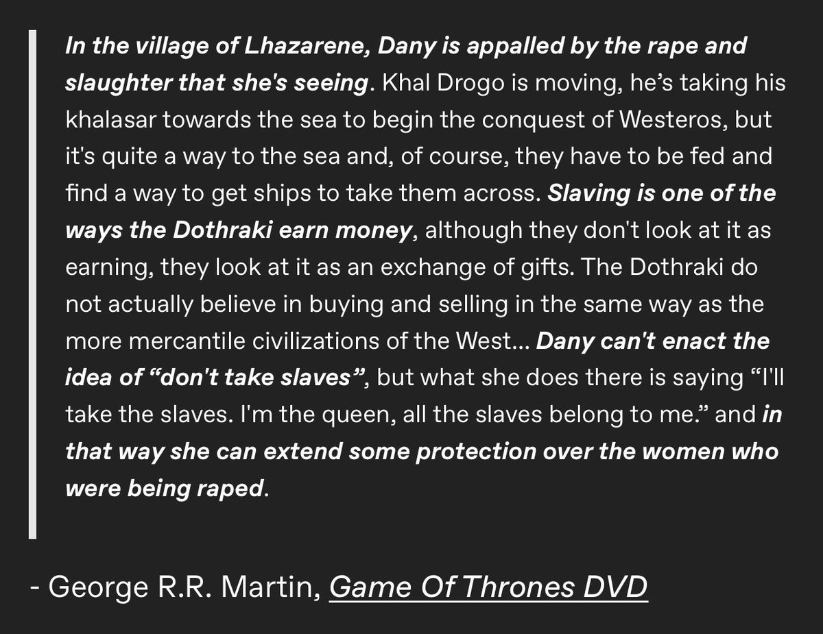DA9NERYS's tweet photo. And no I don’t think dany feels like she’s entitled, she’s a young girl who tries her best to take agency in situations that she had little power in, but even with little power she still tries to help others https://t.co/ghJ3azIeol