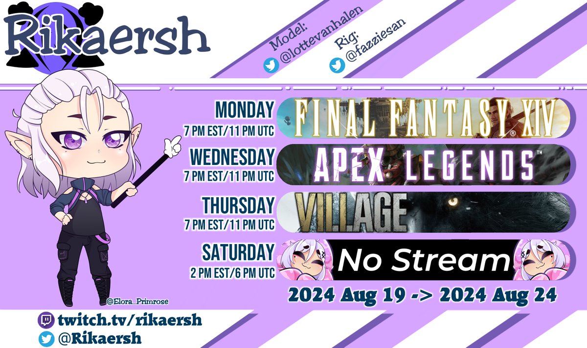 Rikaersh's tweet photo. 🥛Schedule Alert🥛

2024 Aug 19 - Aug 24    

It has been a struggle to not boot up Resi: Village before Thursday😩 

Live: #RikaInYourWalls
Art: #Rikaert
Memes: #Rikaresh
Clips: #Rikaforthevine https://t.co/TNPzs0VCGN