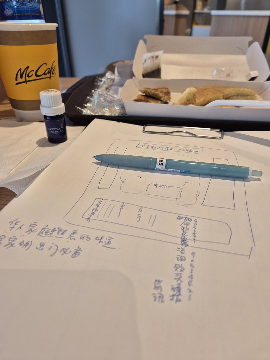 Monday is Macdonald breakfast day, drafting Farnesol Magnolia Herbal Essential Oil's poster...