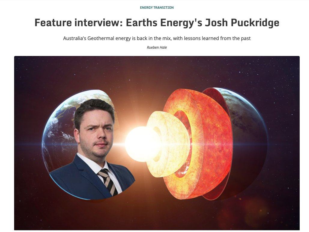 EarthsEnergyASX's tweet photo. "As Australia continues its journey towards a cleaner, more reliable #energy future, the #geothermal industry βonce a symbol of unfulfilled potentialβis re-emerging as a key player, ready to deliver its long-held promise."
π #EE1 CEO Josh Puckridge was interviewed for this @EnergyNewsAu article: https://t.co/gqpeftTOHd